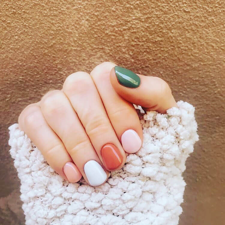 green and orange nails