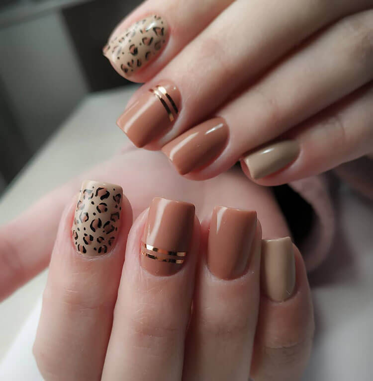 leopard gel nails