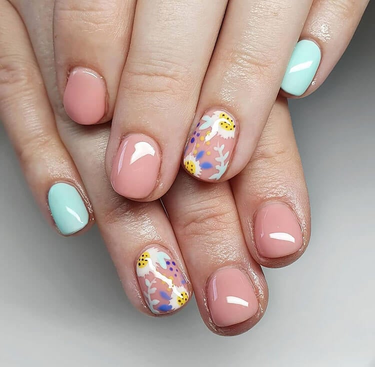 spring flower gel nails