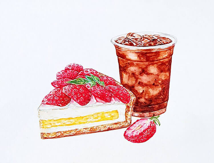 strawberry cake painting