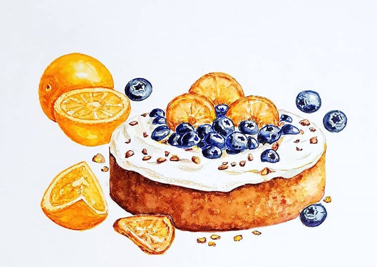 blueberry cake painting