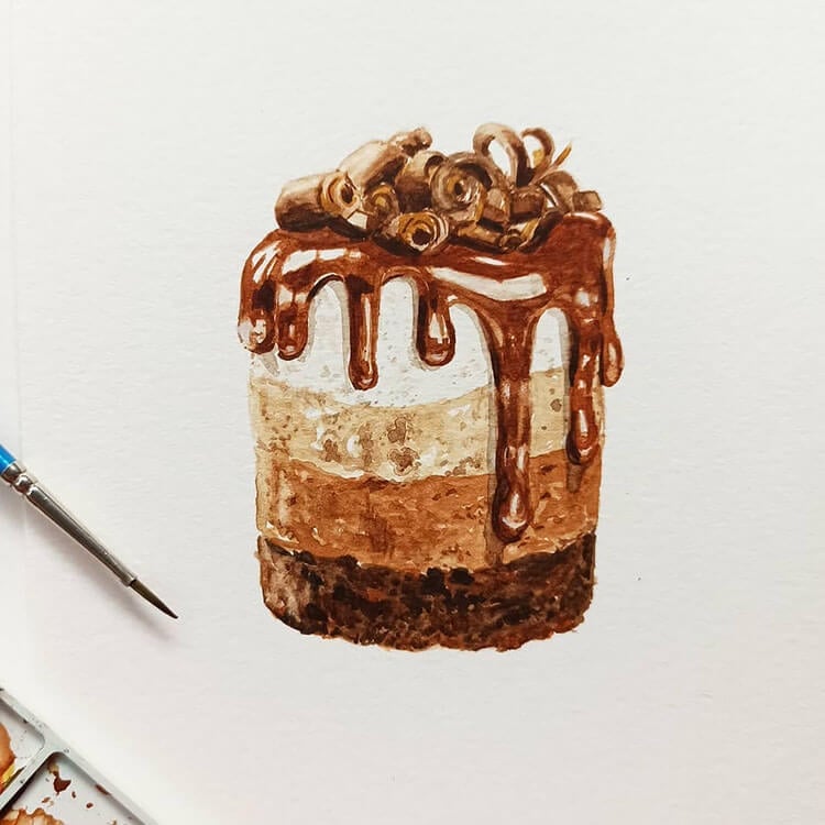 small chocolate cake painting