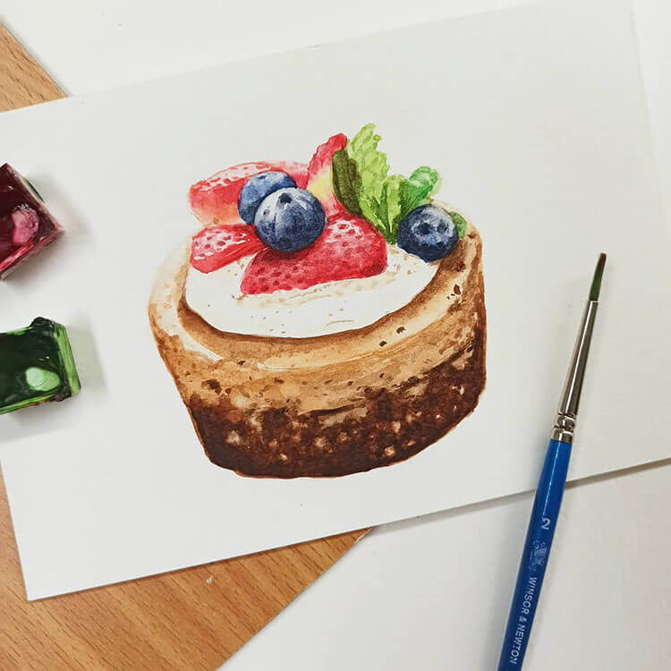 beautiful cake watercolor