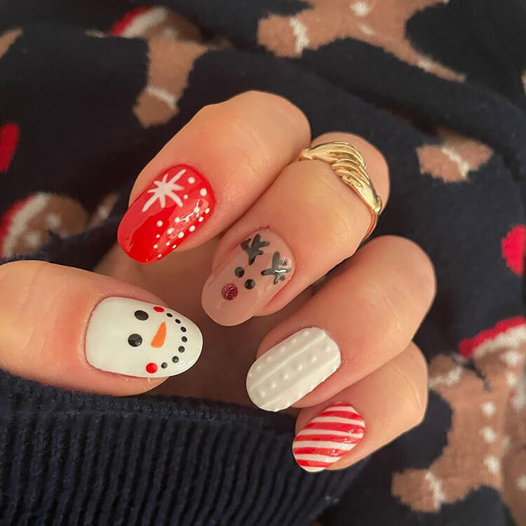 Snowman and Reindeer nails