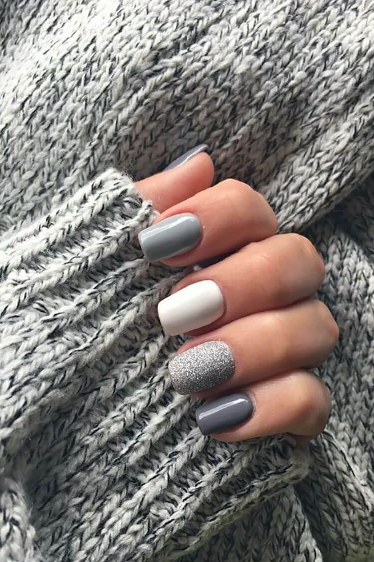 grey winter nails