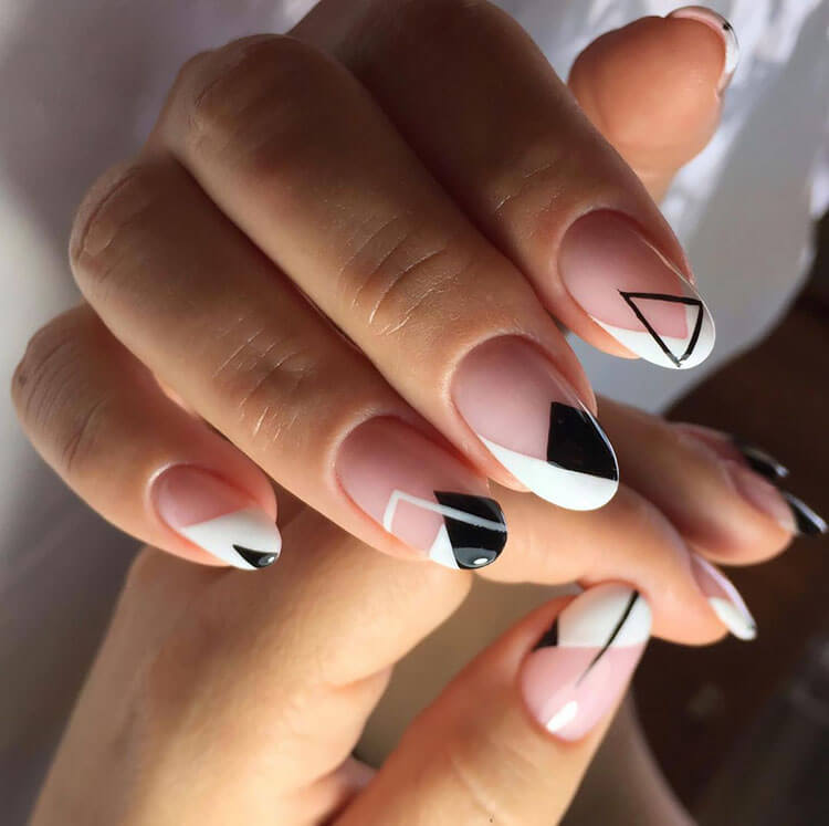 modern black and white nails