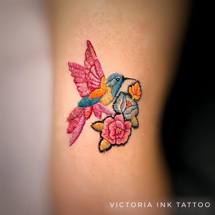 embroidery hummingbird tattoo