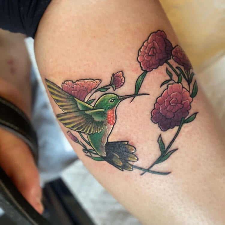 Red Rose Hummingbird Tattoo Design Tattoo Designs  फट शयर