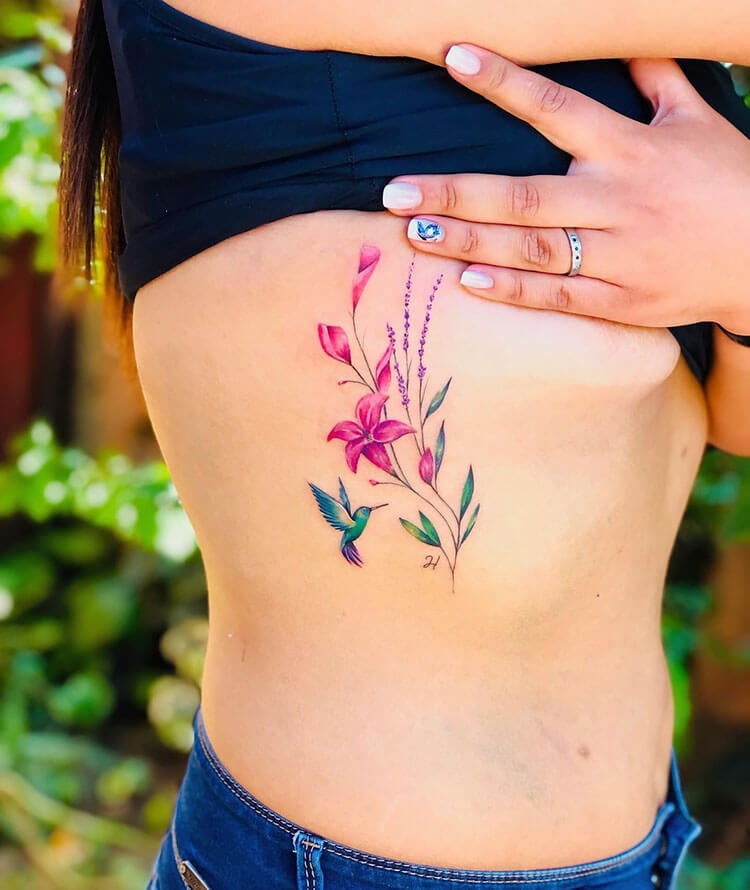 side body hummingbird tattoo