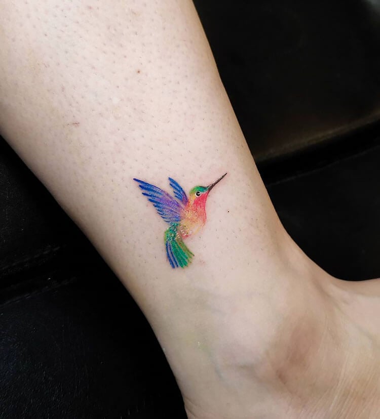 hummingbird on ankle