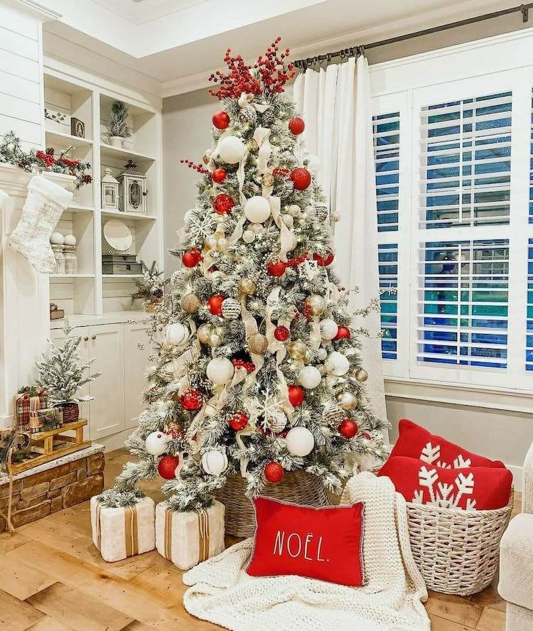 red and white christmas tree