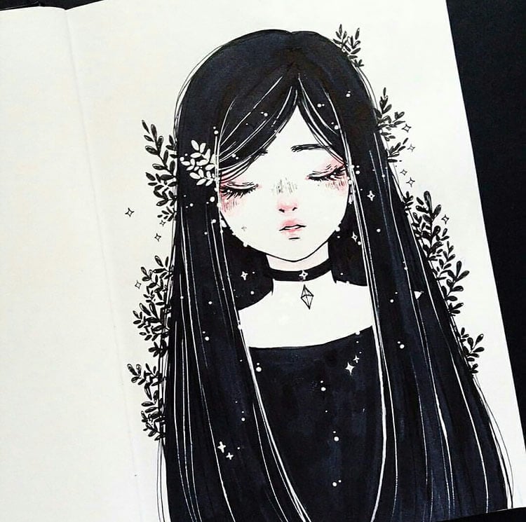 Anime Girl With Long Black Hair