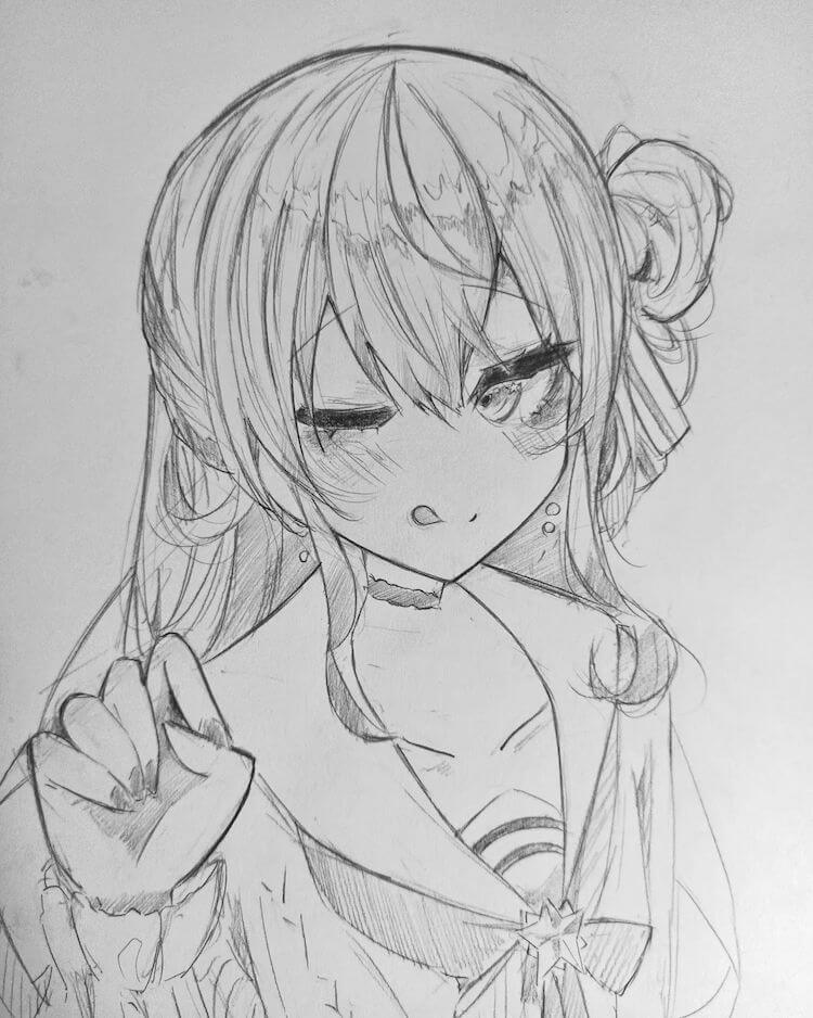 cool anime girl sketch