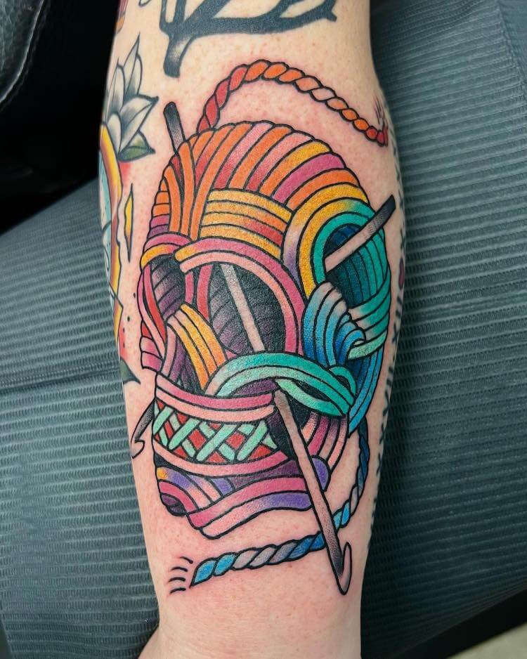 yarn skull tattoo