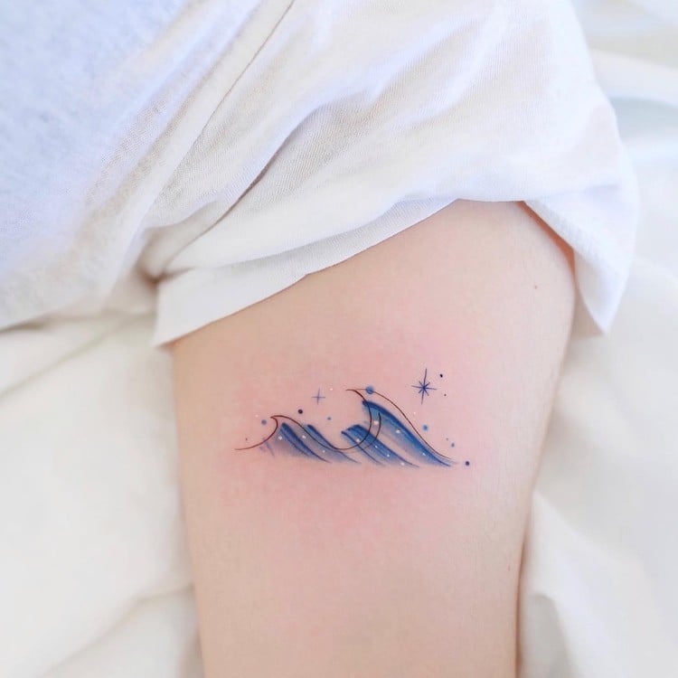 Buy Wave Stars Temporary Tattoo  Ocean Wave Tattoo  Star Tattoo Online in  India  Etsy