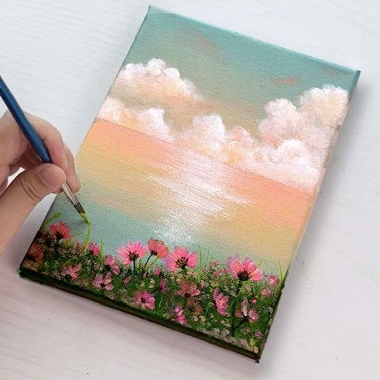 Flowers by the Pastel Sea