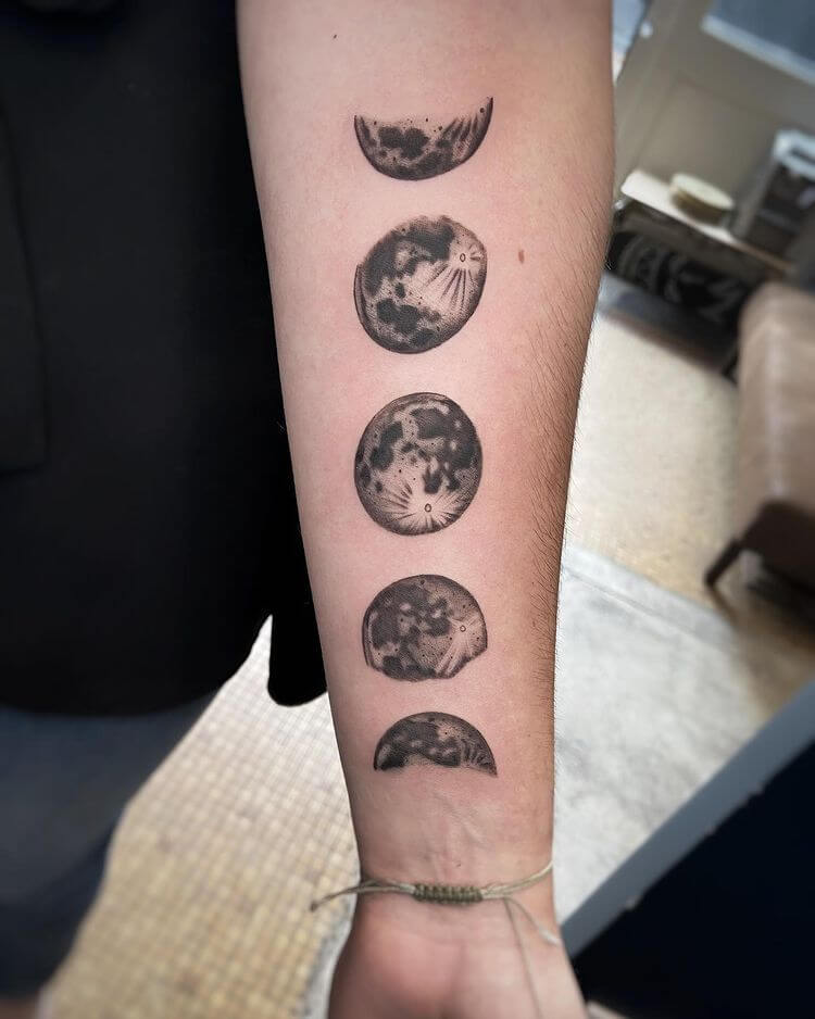 Small Moon Phases Temporary Tattoo  Set of 3  Tatteco