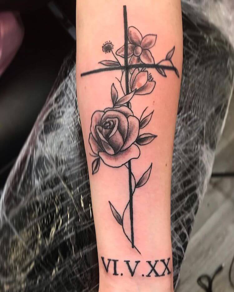 Rose tattoo with Roman numeral tattoo rose ink redink rosetattoo  wrist arm 68  Rose tattoos for women Tattoos Rose tattoo