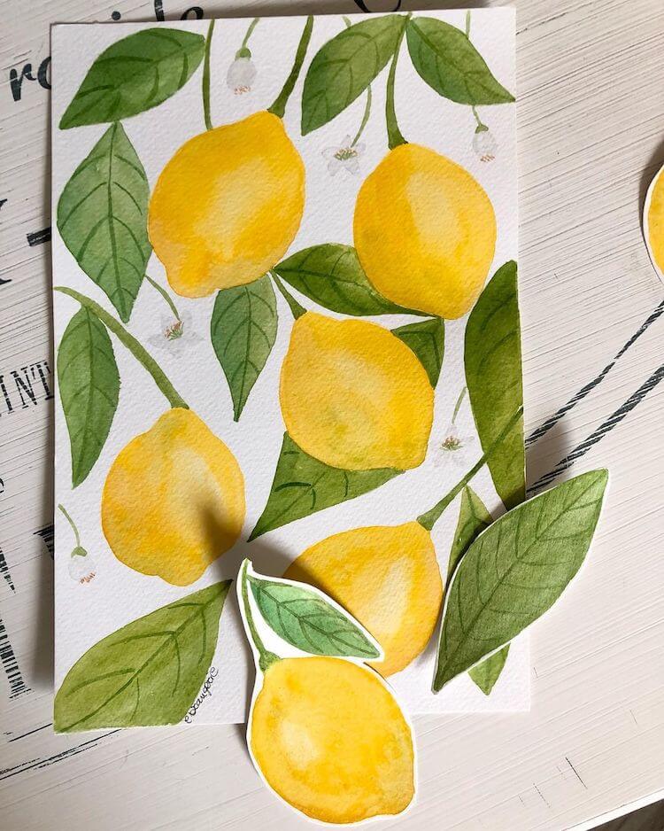 Bright Watercolor Lemons