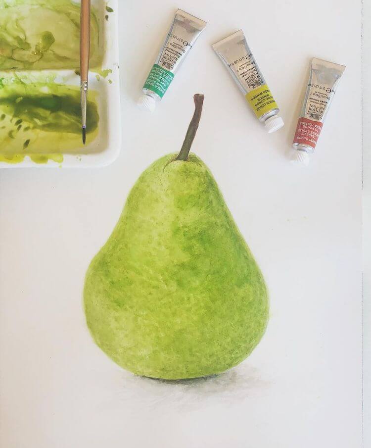Simple Watercolor Pear