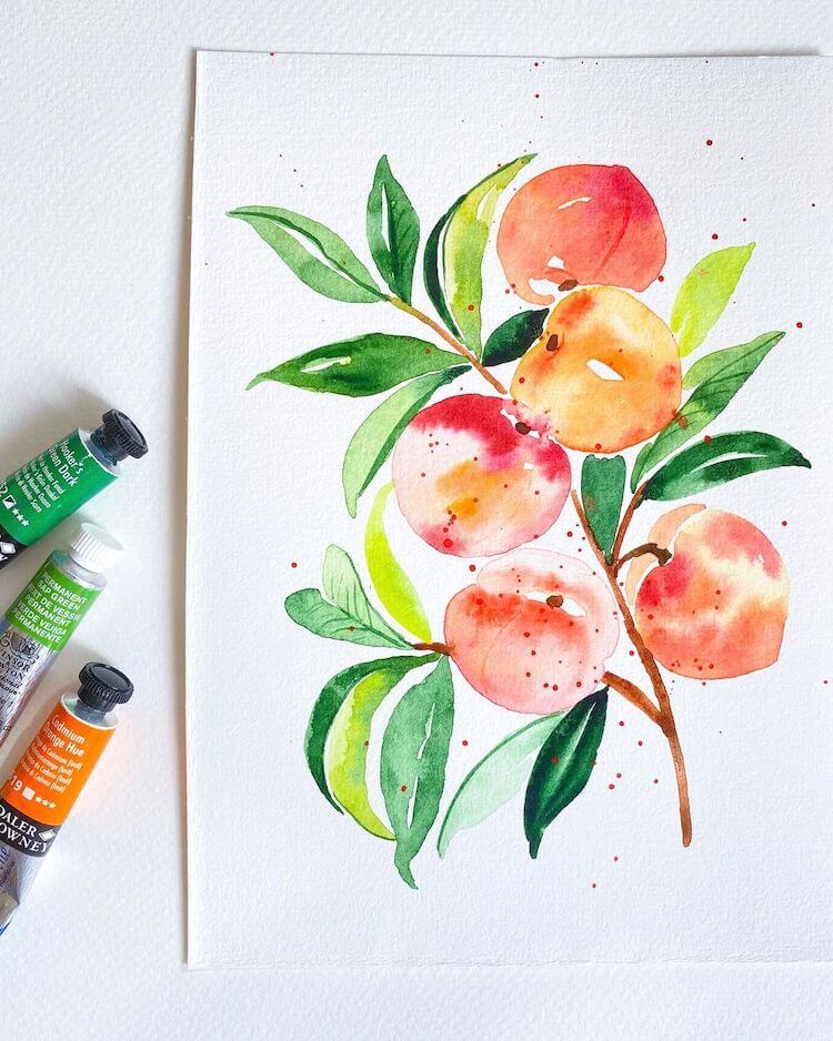 watercolor peaches