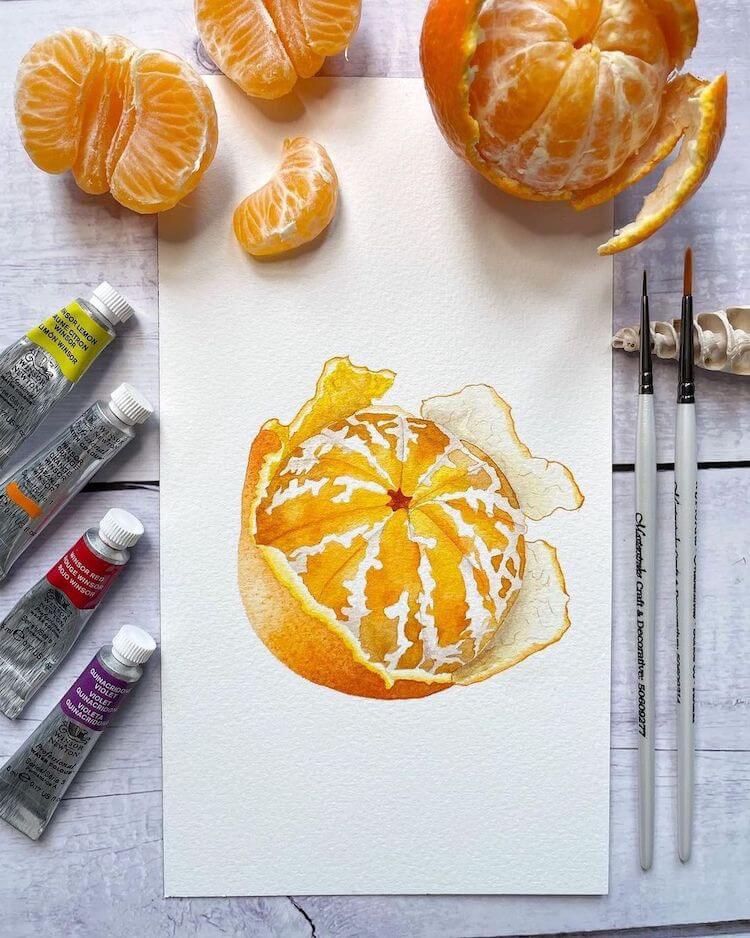 watercolor mandarin orange