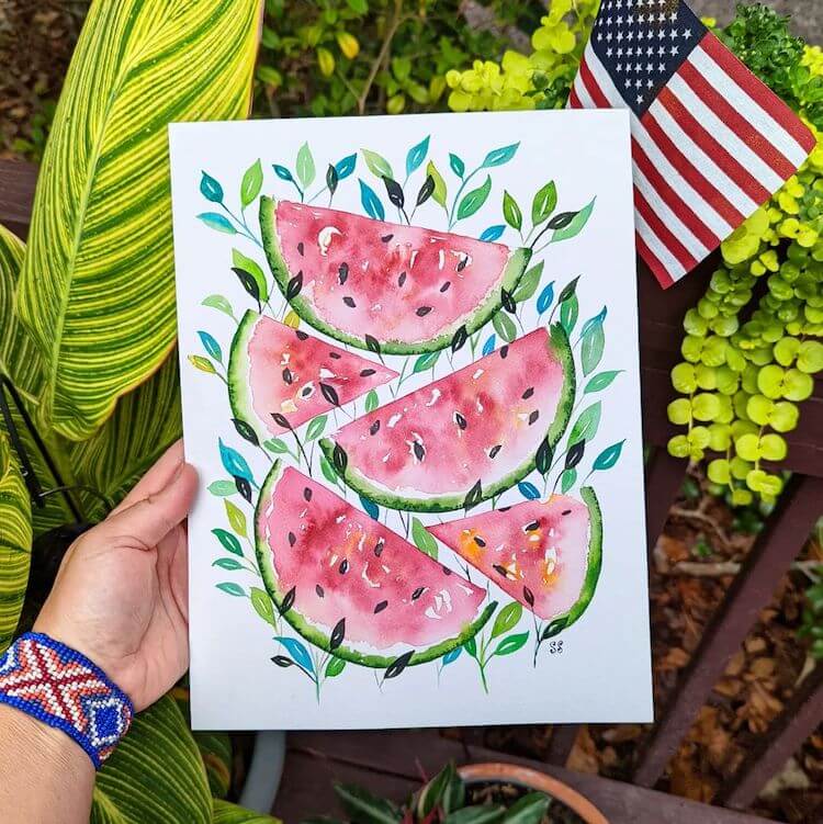 Watermelons and Leaves