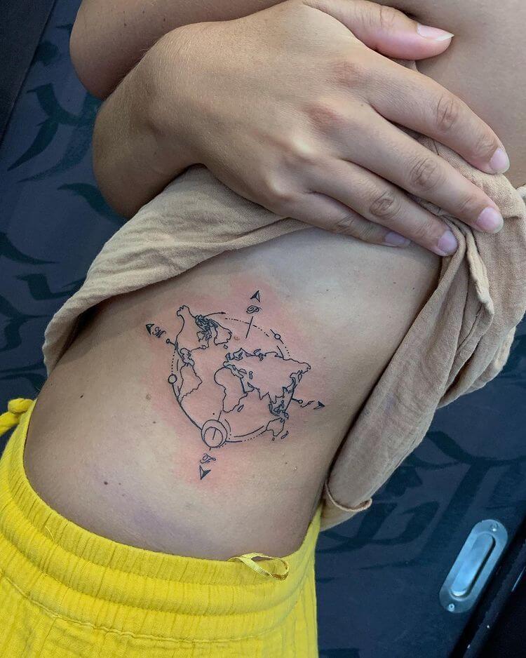 230 Cool World Map Tattoos Designs 2023 Geography Continent