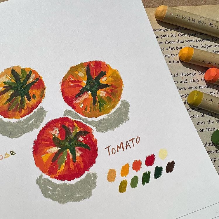Oil Pastel Tomatoes
