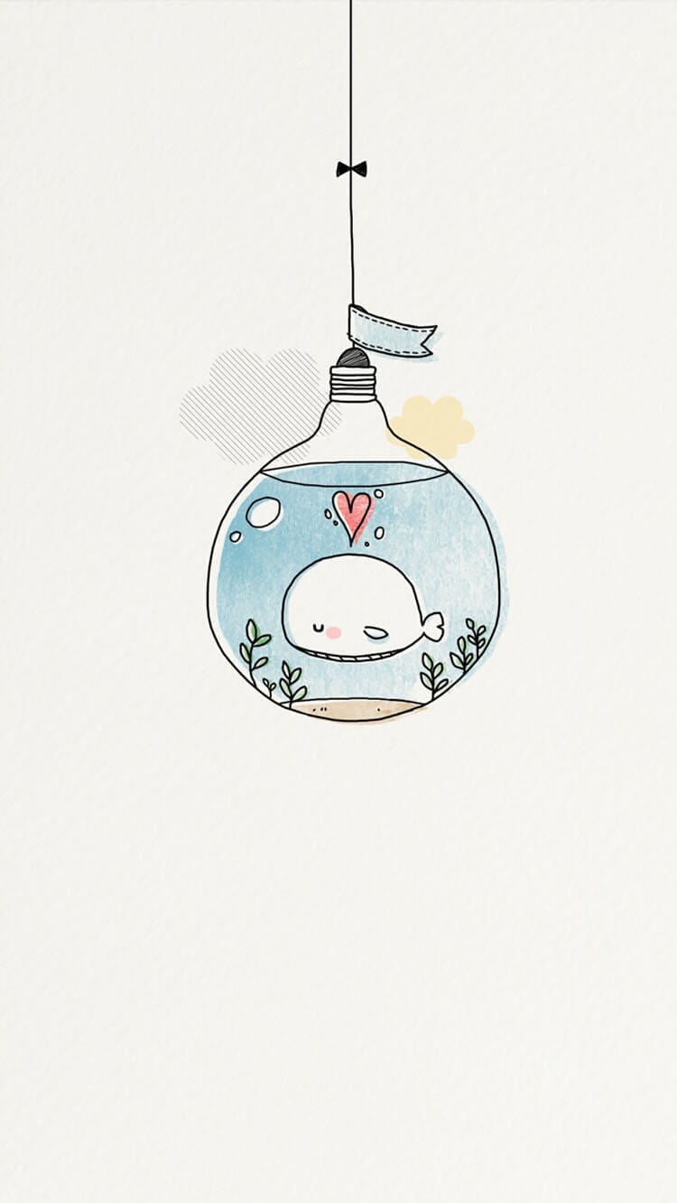 Whale in a Lightbulb Drawing