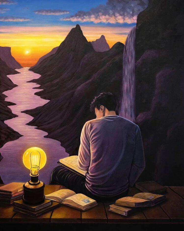 Man Reading a Book Painting