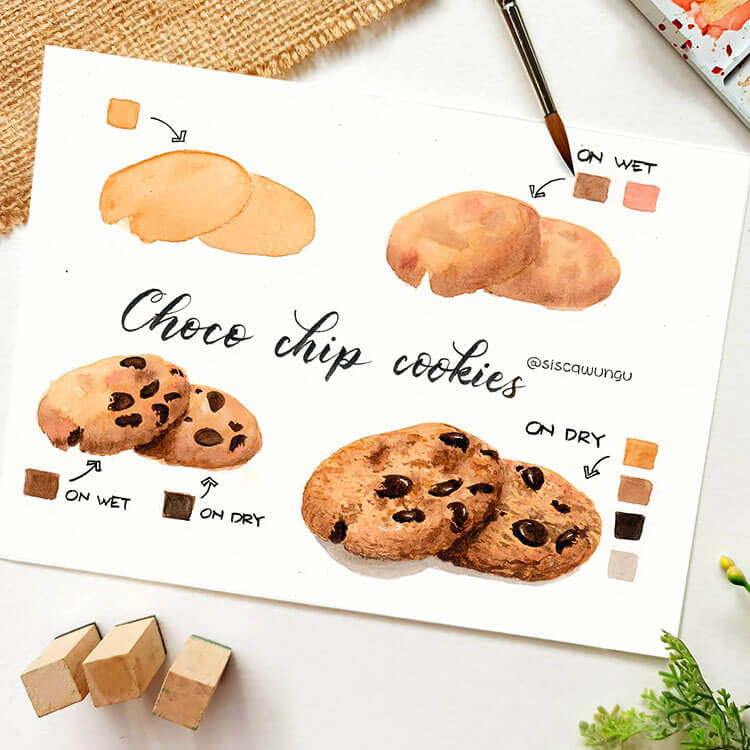 How to Paint Chocolate Chip Cookies
