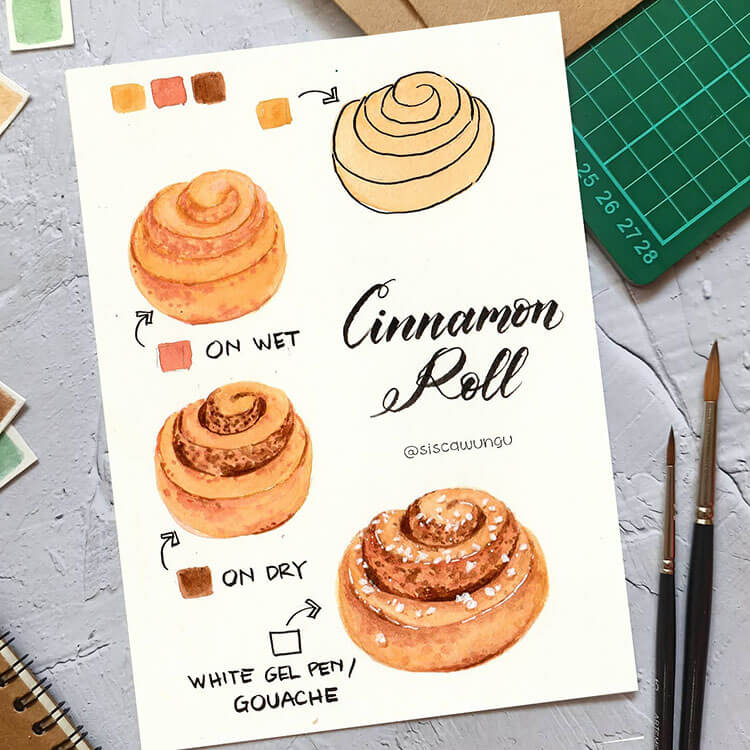 How to Paint a Cinnamon Roll