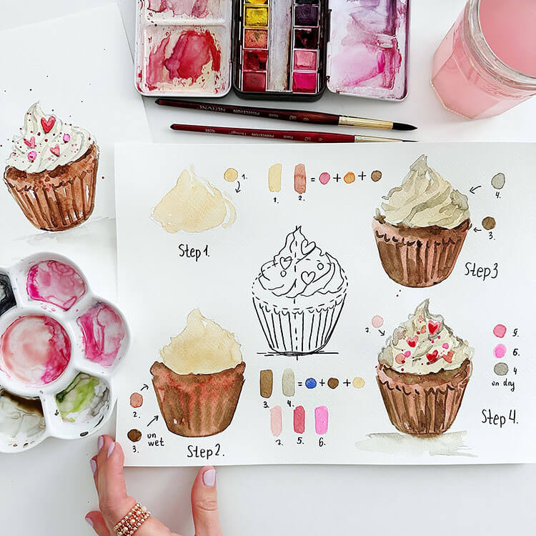 How to Paint a Love Cupcake