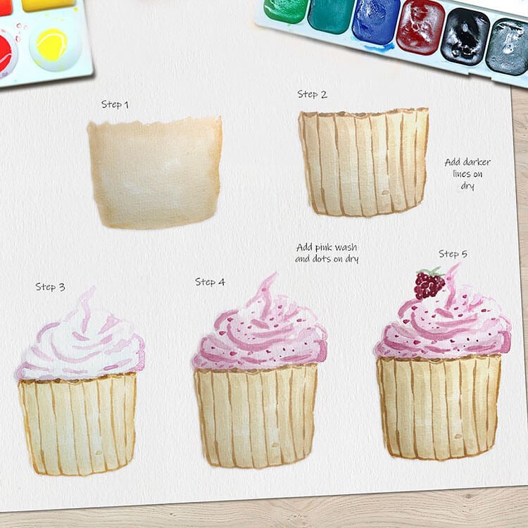 How to Paint a Cupcake with a Raspberry