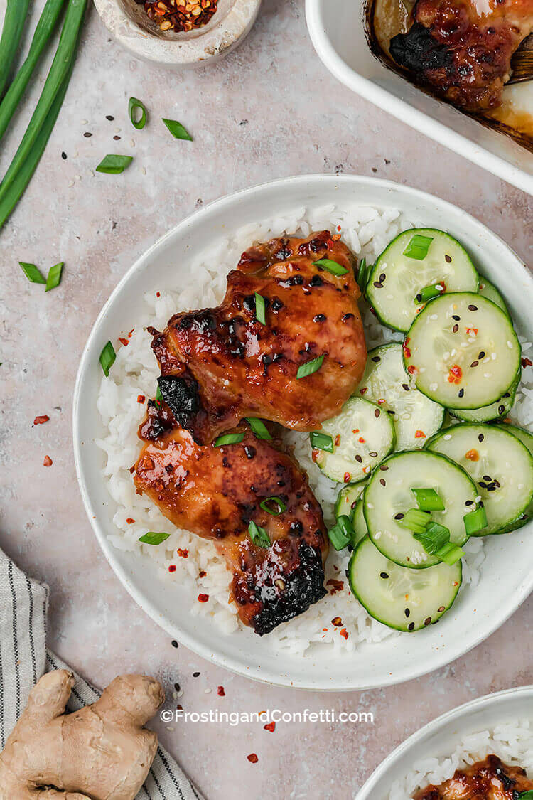 Miso Chicken Thighs with Cucumber Salad