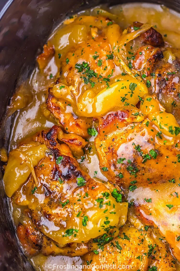 Slow Cooker Apple Cider Glazed Chicken