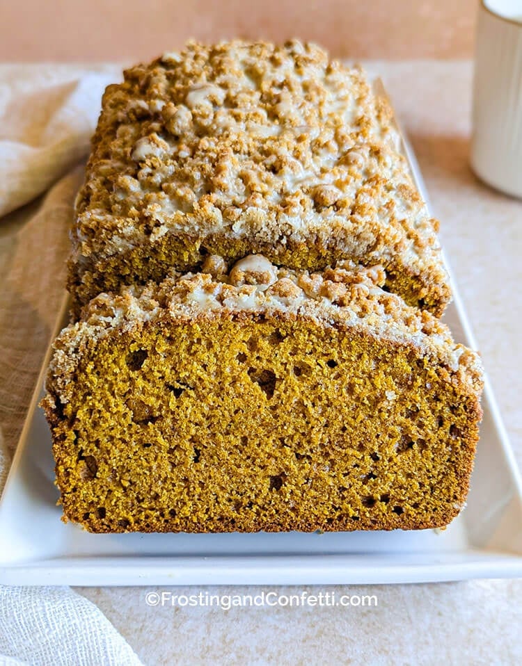 Pumpkin Bread with Streusel Topping and Maple Glaze